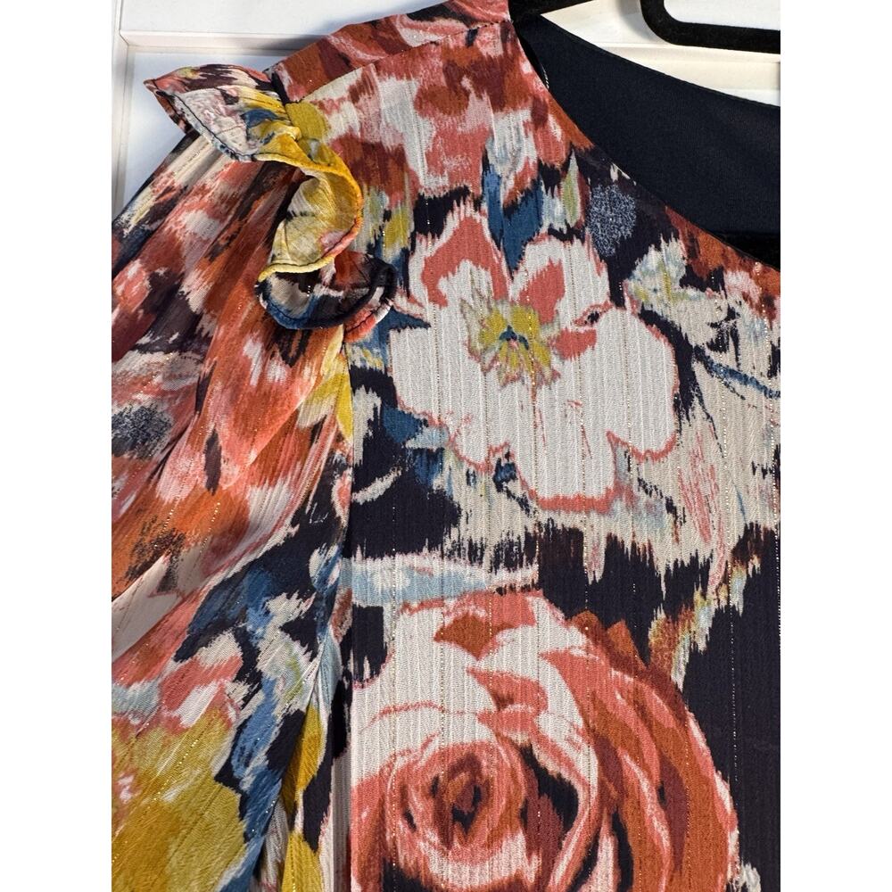 Donna Ricco Floral Dress Size 14 Fit & Flare Pleated Midi Wedding Guest Cocktail - Picture 6 of 12